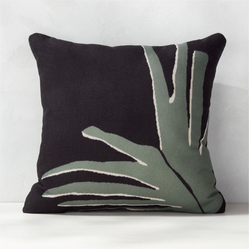 20" Woven Palm Black Outdoor Patio Throw Pillow | CB2 | CB2