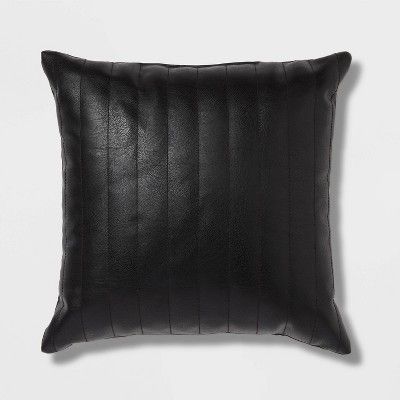Square Faux Leather Channel Stitch Decorative Throw Pillow - Threshold™ | Target