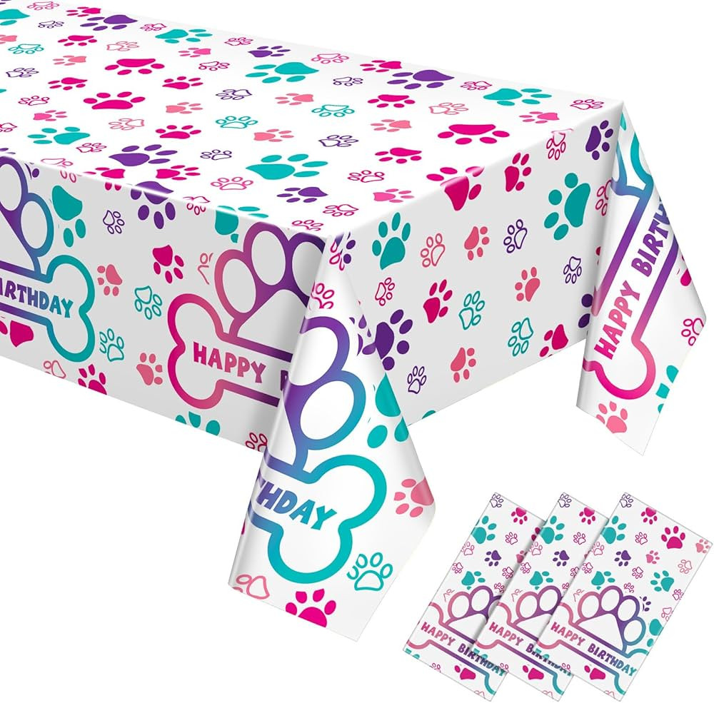 3 Pcs Paw Print Tablecloth Plastic Disposable Colorful Table Cover Puppy Dog Table Cloth Paw Prin... | Amazon (US)