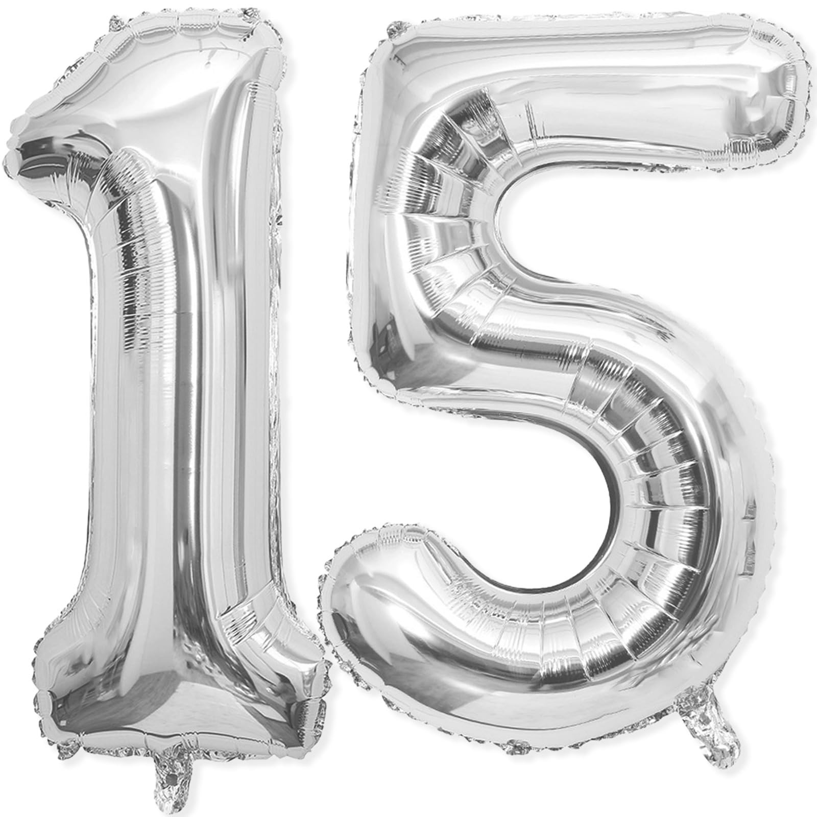 15 Balloon Number, 40 Inch Silver Foil Balloons Giant Jumbo Helium Number 15 or 51 Balloons for 1... | Amazon (US)