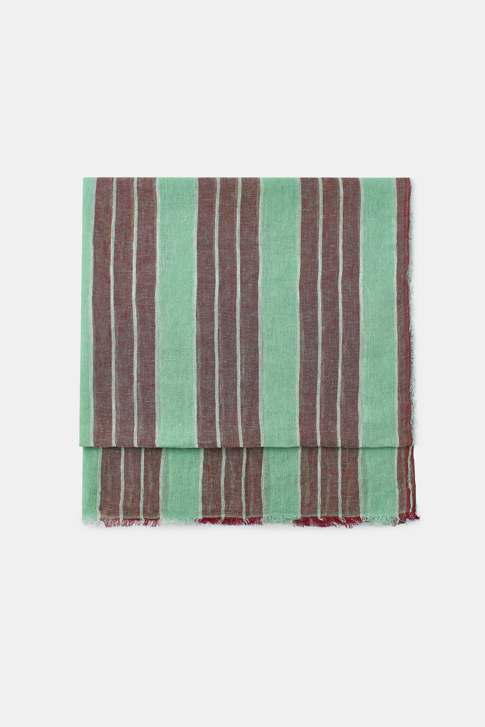 100% LINEN STRIPED SCARF | Zara US