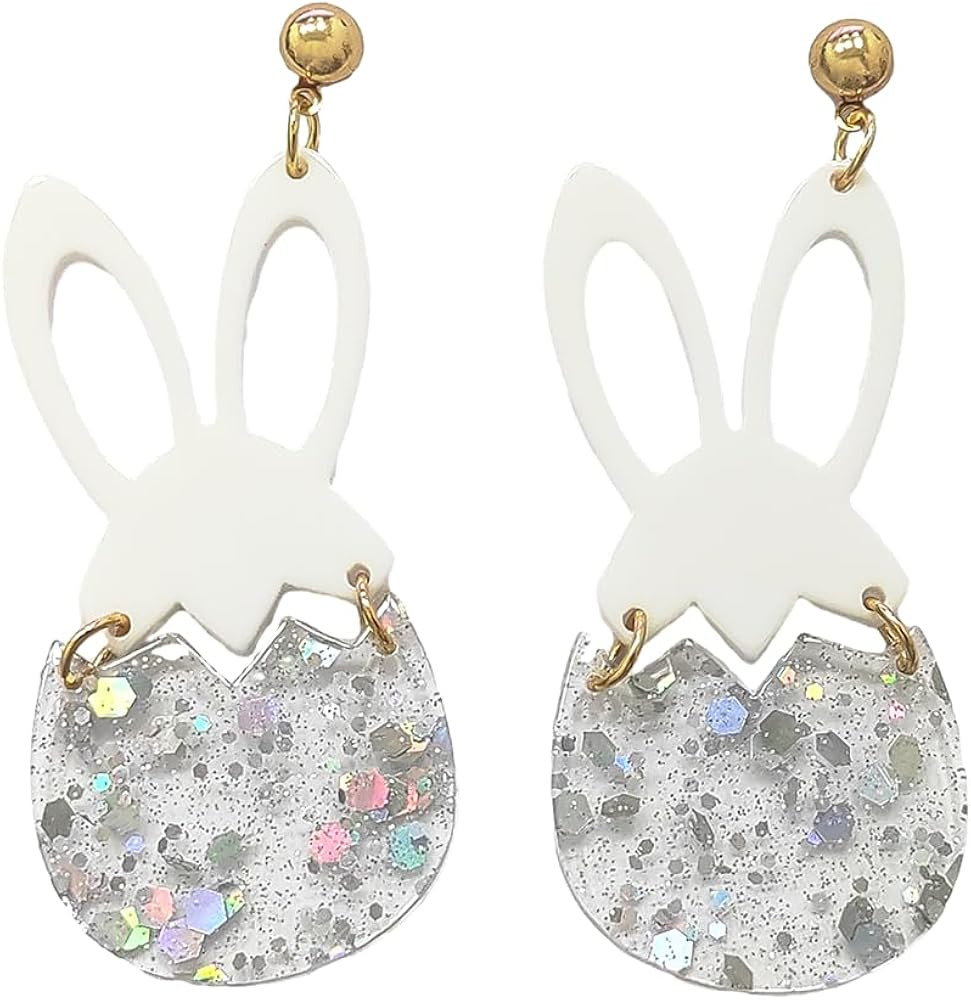 Todu Spring Earrings Easter Rabbit Earrings Pink Earrings Cute Glitter Egg Bunny Earrings Lightwe... | Amazon (US)