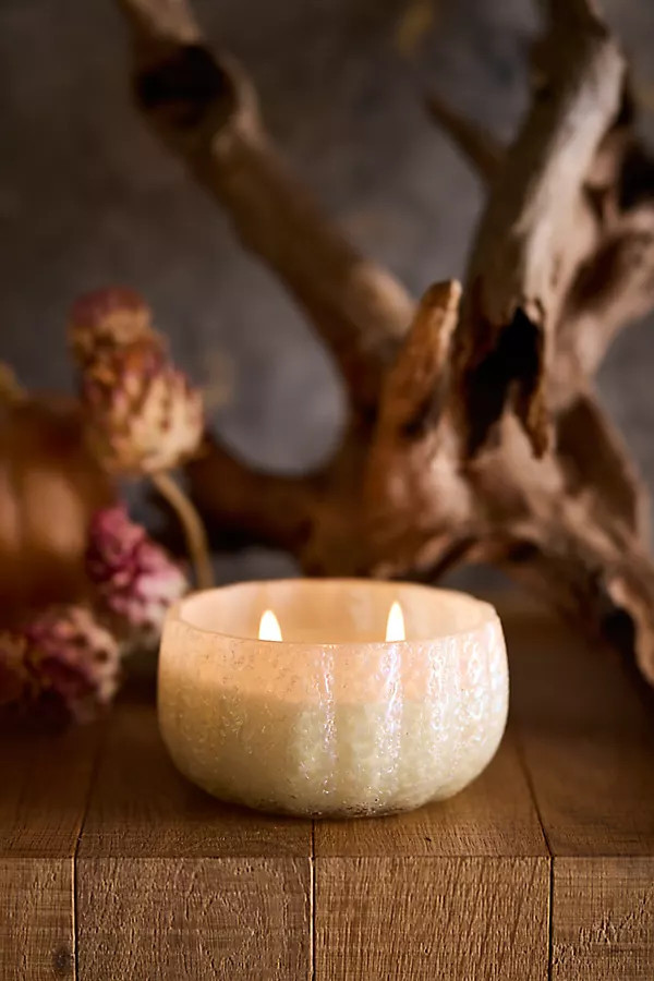 Beaded Pumpkin Candle in White, Size: Small at Terrain | Terrain