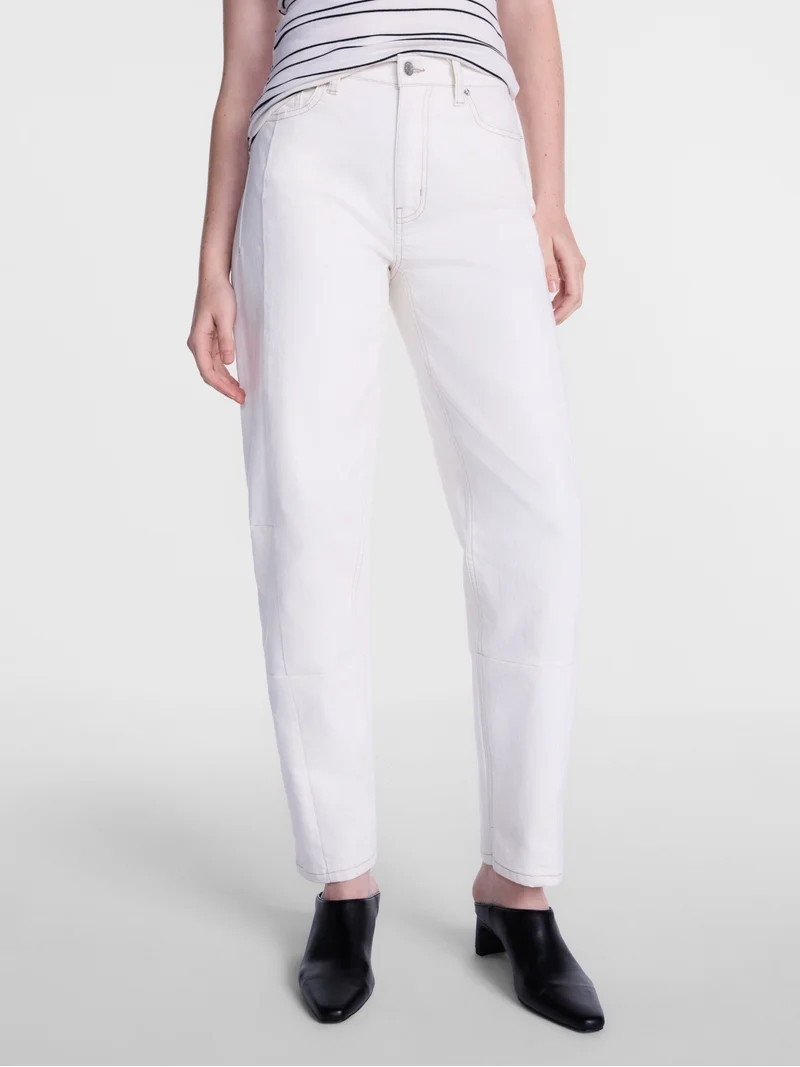 Scenario Women's and Women's Plus High Rise Barrel Jeans, 26", 28" Inseam, Sizes 0-28W | Walmart (US)