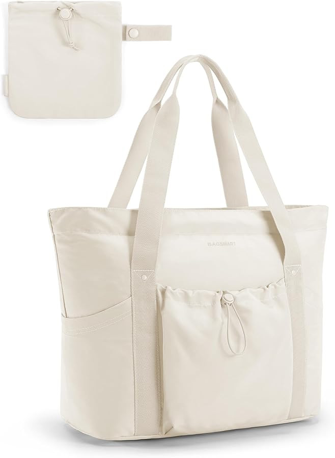 BAGSMART Tote Bag for Women, Tote Shoulder Bag with Laptop Compartment and Zipper Handbag for Tra... | Amazon (US)