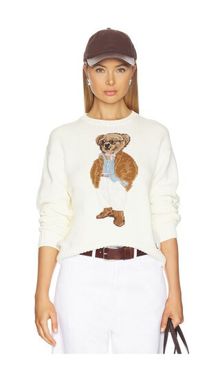 Polo Ralph Lauren Cotton Bear Long Sleeve Crew Neck in Cream. - size L | Revolve Clothing (Global)