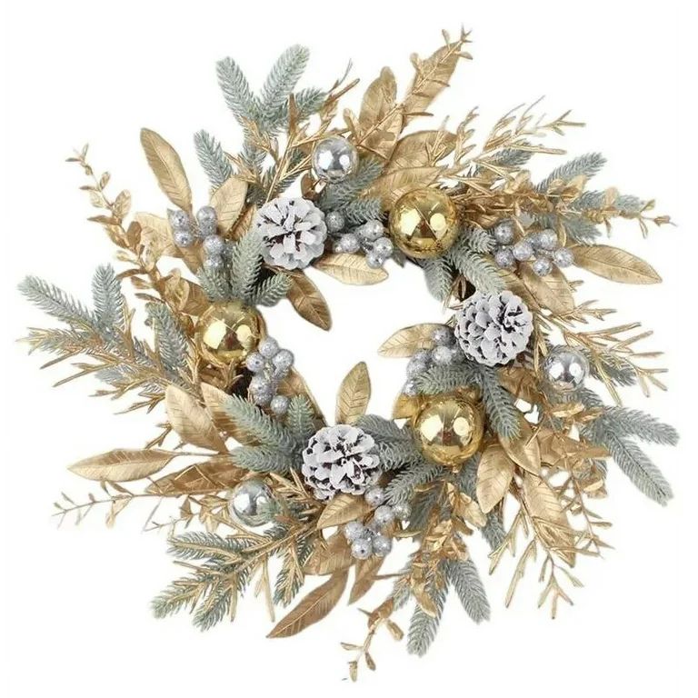 Biutsiun Christmas Wreaths Durable Handmade Pine Needle Wreath With Silver Berries Pine Cones For... | Walmart (US)