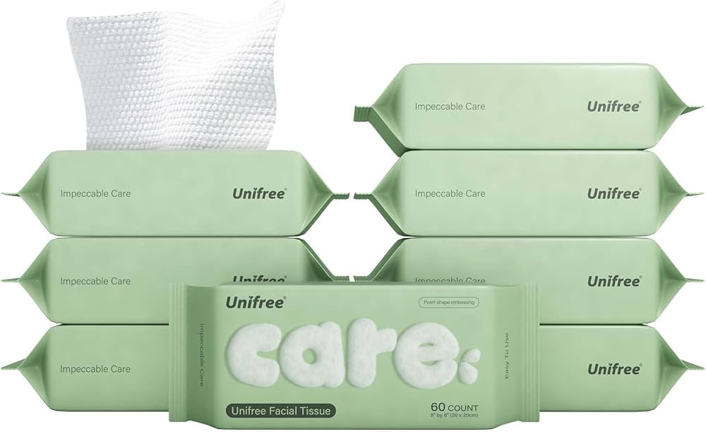 Unifree Facial Tissues I Dry Wipes I Makeup Remover, 8-pack Value Pack, 480 Count | Amazon (US)