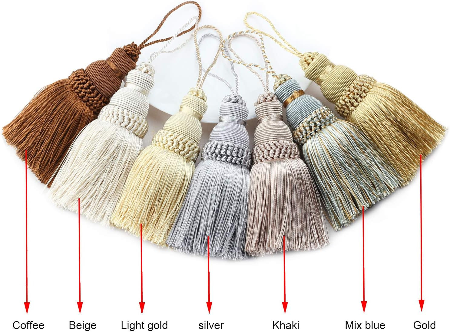 2Pcs Colorful Tassel Key Tassels DIY Accessories(Mix Blue) | 9.5 Inch Tassels for Crafts,Door Tas... | Amazon (US)