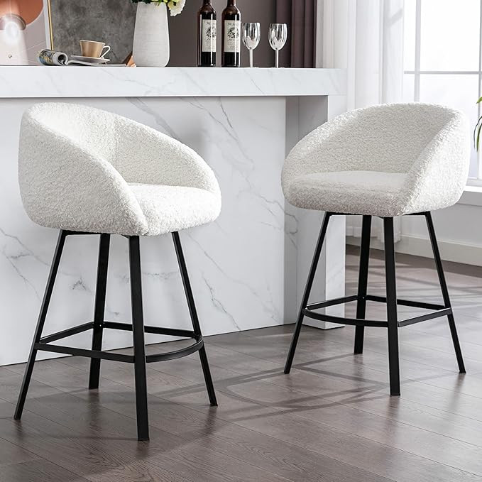 Zesthouse 26'' Modern Counter Height Bar Stools Chairs Set of 2, 360 Free Swivel Barstools for Ki... | Amazon (US)
