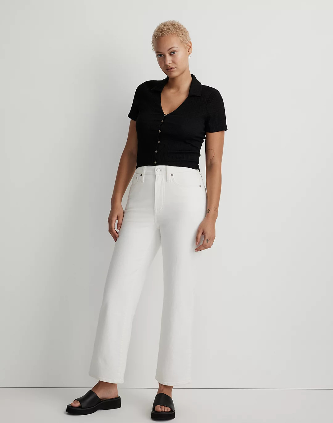 The Curvy Perfect Vintage Wide-Leg Crop Jean in Tile White | Madewell