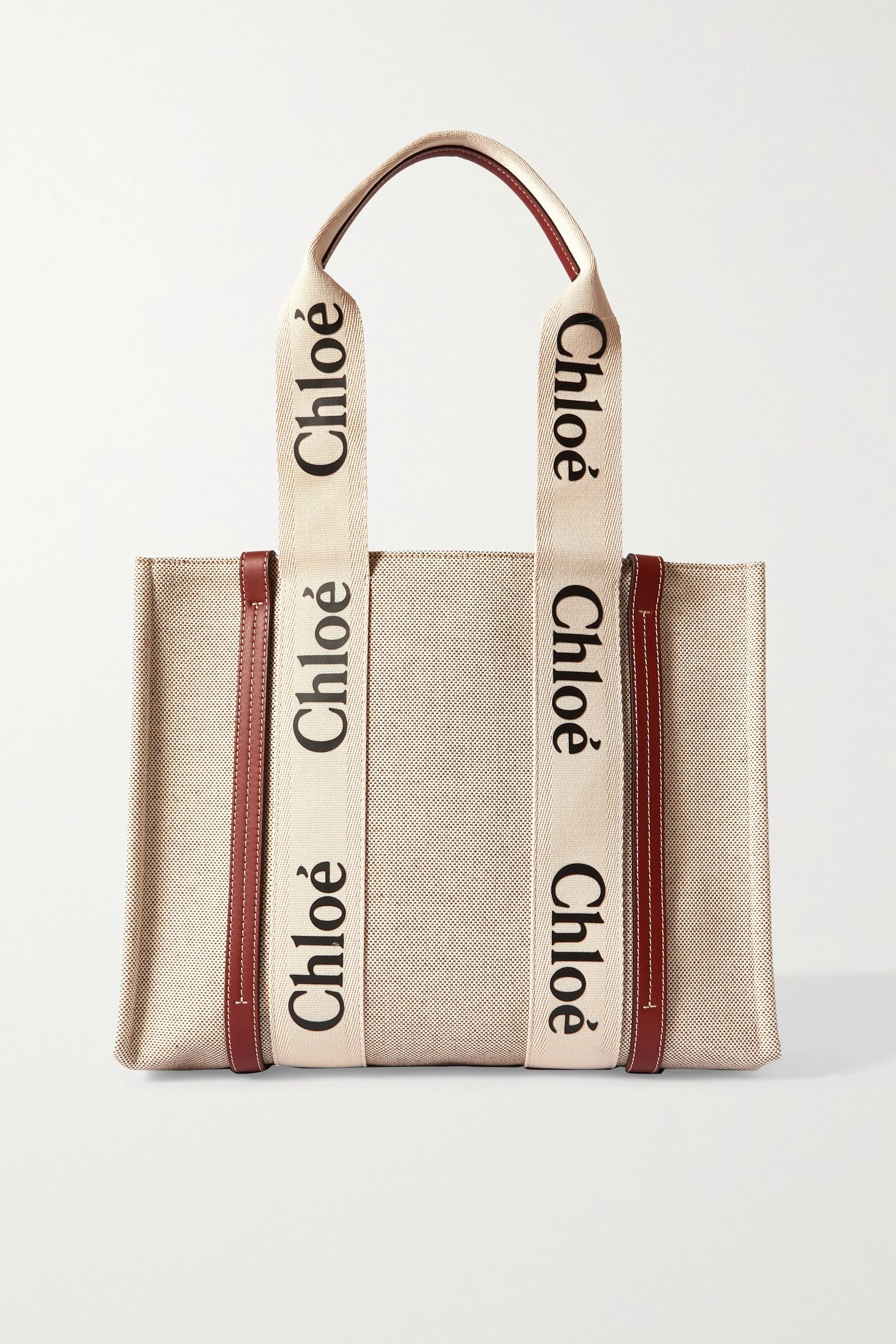 Woody medium leather-trimmed cotton-canvas tote | NET-A-PORTER (UK & EU)