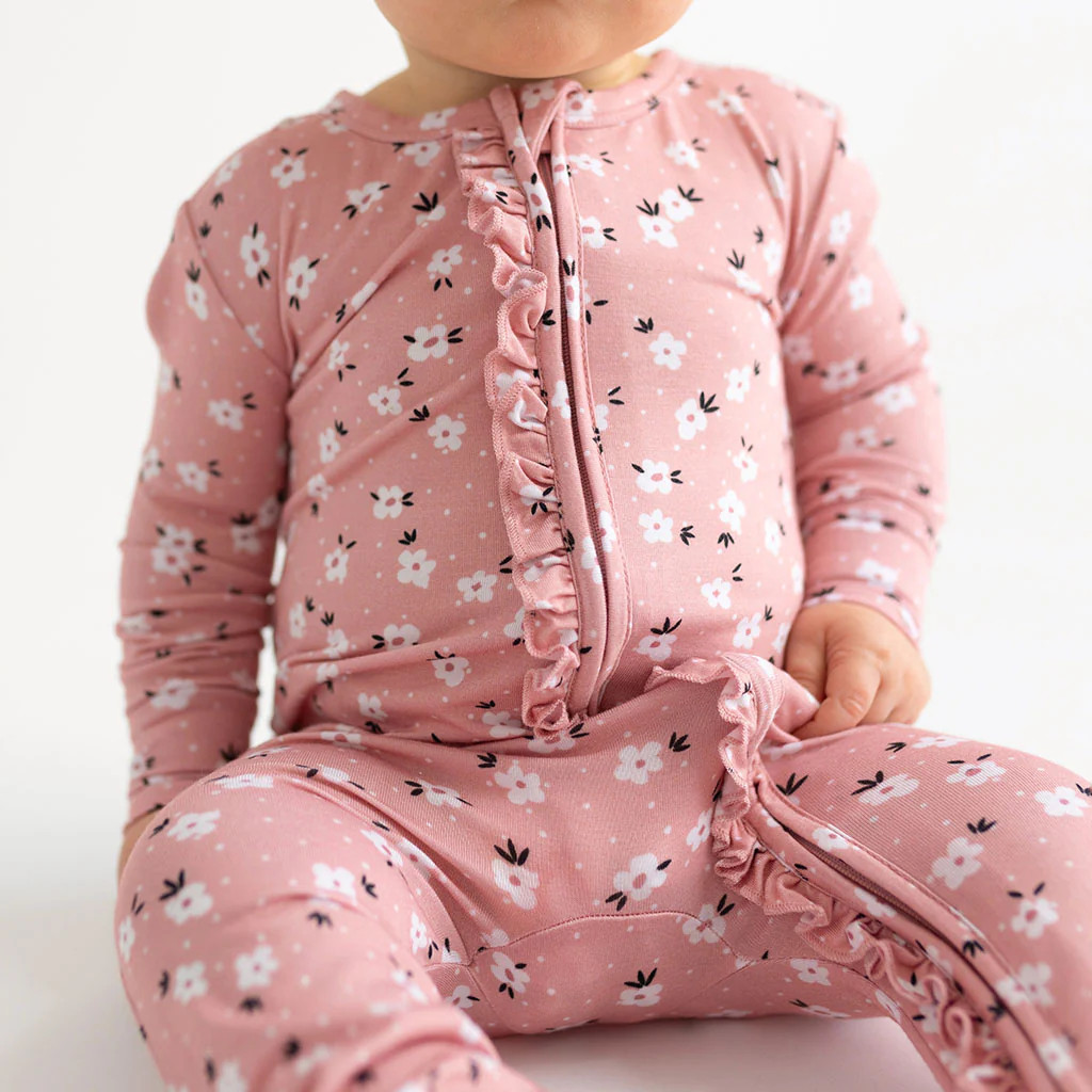 Floral Pink Baby Girl Sleeper | Emmilene | Posh Peanut