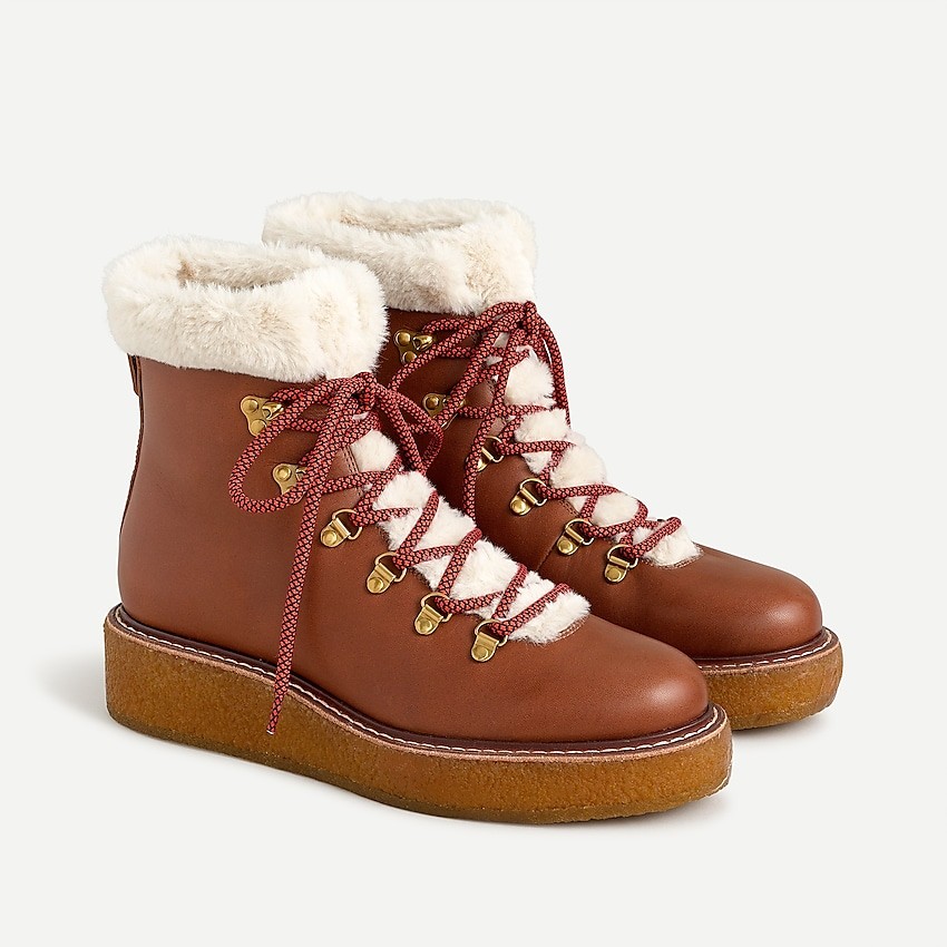 Leather winter boots with wedge crepe sole | J. Crew US
