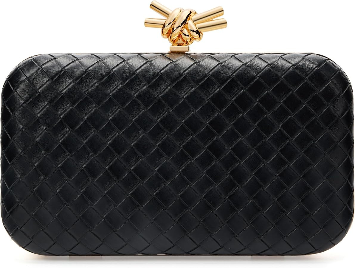Clutch Purses for Women Evening Wedding Chic Woven Bag Formal PU Leather Purse Handbags | Amazon (US)