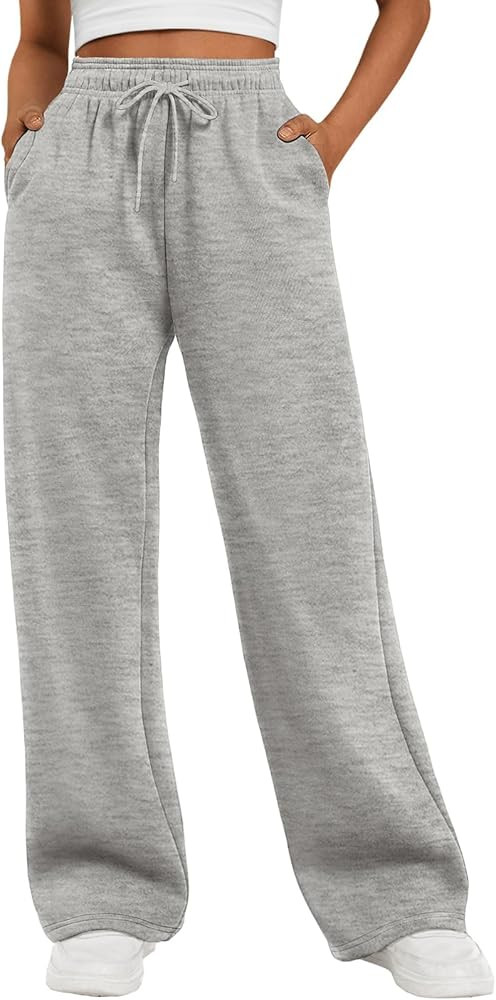 Fleece Sweatpants Women Wide Leg High Waisted Baggy Pants Drawstring Fall Outfits Fashion Teen Gi... | Amazon (US)