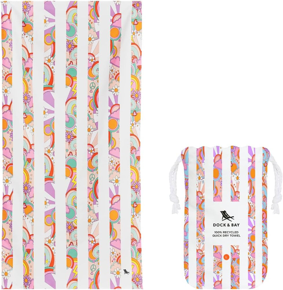 Dock & Bay Beach Towel - Quick Dry, Sand Free - Compact, Lightweight - 100% Recycled - Includes B... | Amazon (US)