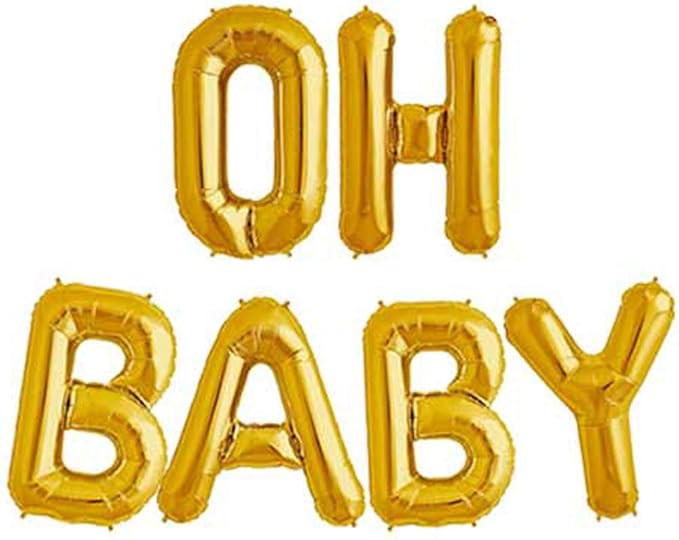Amazon.com: Tellpet OH BABY Letter Balloons, Baby Shower Party Decorations Decor Supplies, Gold, ... | Amazon (US)