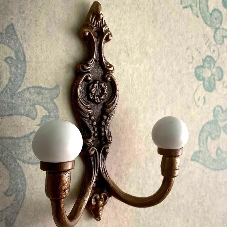 Coat Hook, Wall Hook, Customized Antique Style Victorian White CERAMIC, Clear GLASS Decorative Ho... | Etsy (Global)