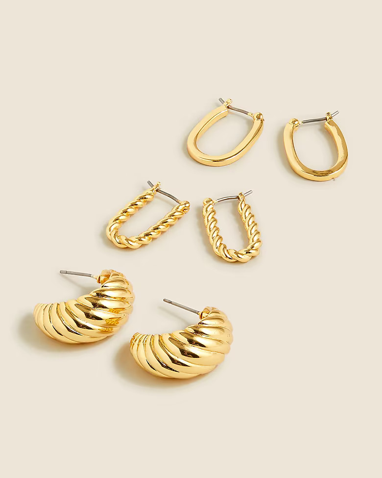 Sculptural gold earrings set-of-three | J. Crew US