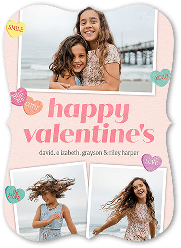 Valentine's Day Cards: Candy Love, Pink, 5x7 Flat, Matte, Signature Smooth Cardstock, Bracket, Chenille | Shutterfly