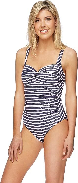 Nip Tuck Swim Ahoy Foil Twist Front Design Tummy Control One Piece Swimsuit… | Amazon (US)