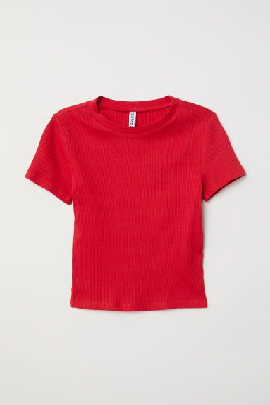 H & M - Rib-knit Top - Red | H&M (US + CA)