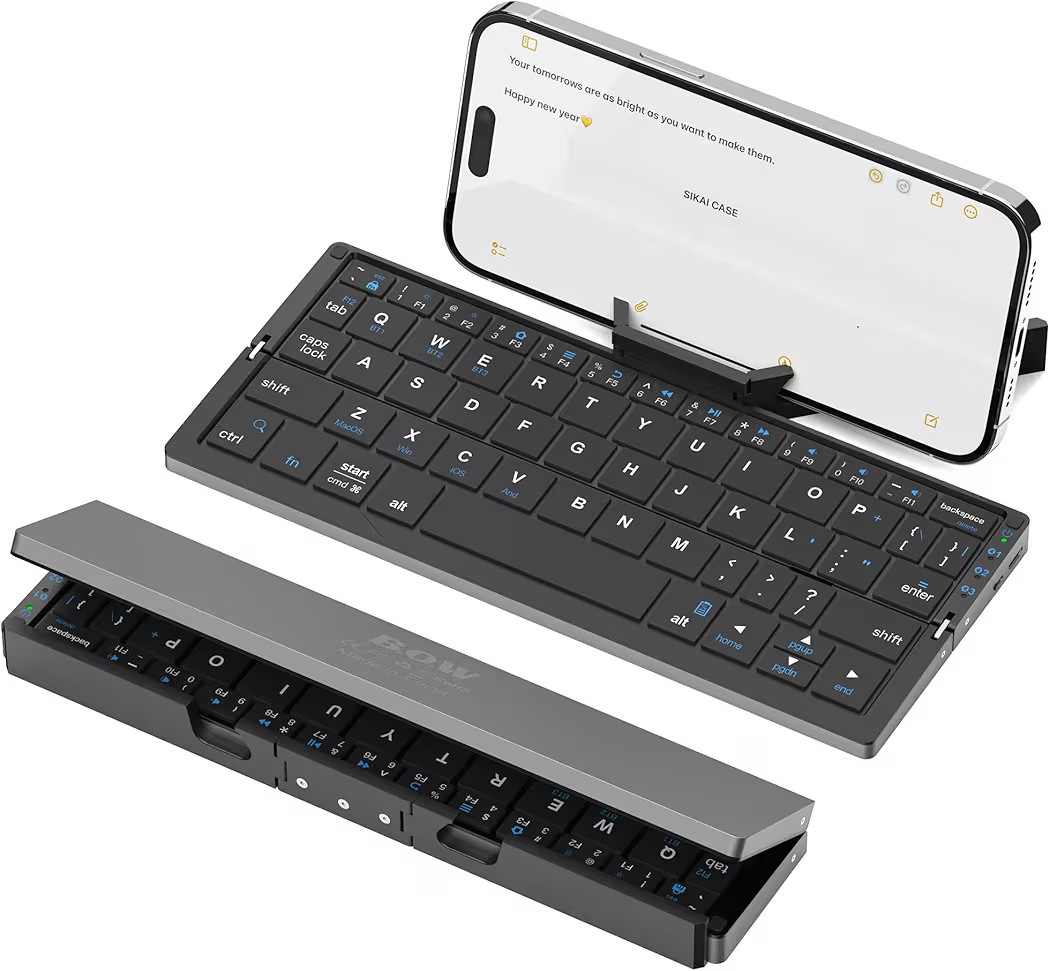 SIKAI CASE Foldable Bluetooth Keyboard with Magnetic Stand,Aluminum Alloy Mini Quiet Folding Port... | Amazon (US)