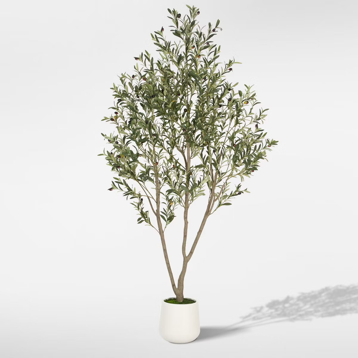Romswi Olive Faux Tree, 5ft/6ft/7ft Tall Artificial Olive Tree with White Tall Pot, with Natural ... | Target
