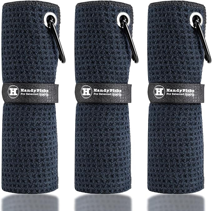 Handy Picks Microfiber Golf Towel (16" X 16") with Carabiner Clip, Waffle Pattern Golf Towel Hook... | Amazon (US)