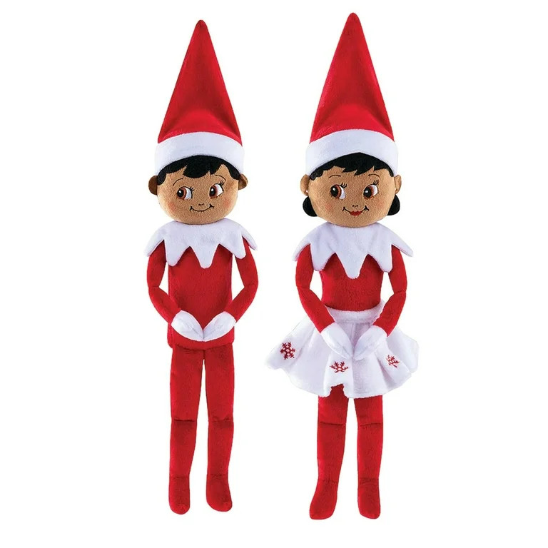The Elf on the Shelf - Plushee Pals Bundle: New Boy & Girl, Dark - 17" | Walmart (US)