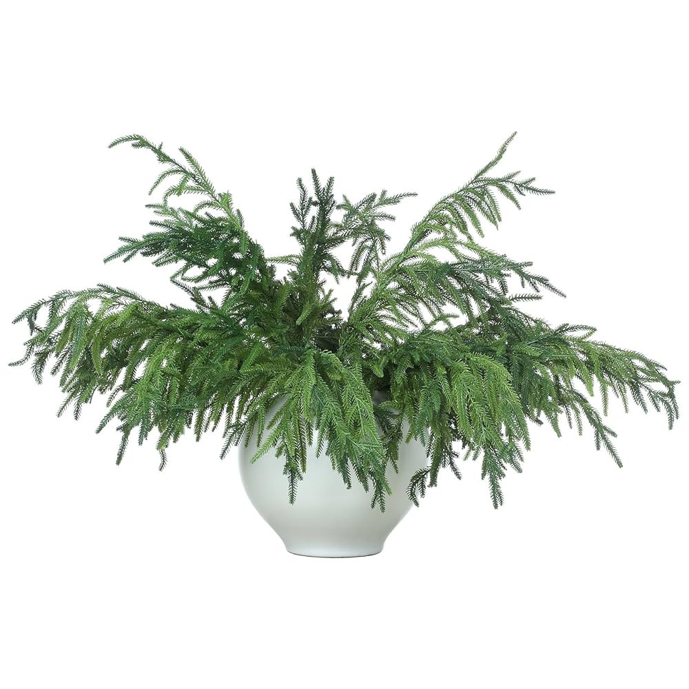 Jutom 12 Pcs 30 Inch Christmas Norfolk Pine Branches, Lifelike Bendable Non-Shedding Greenery Ste... | Amazon (US)