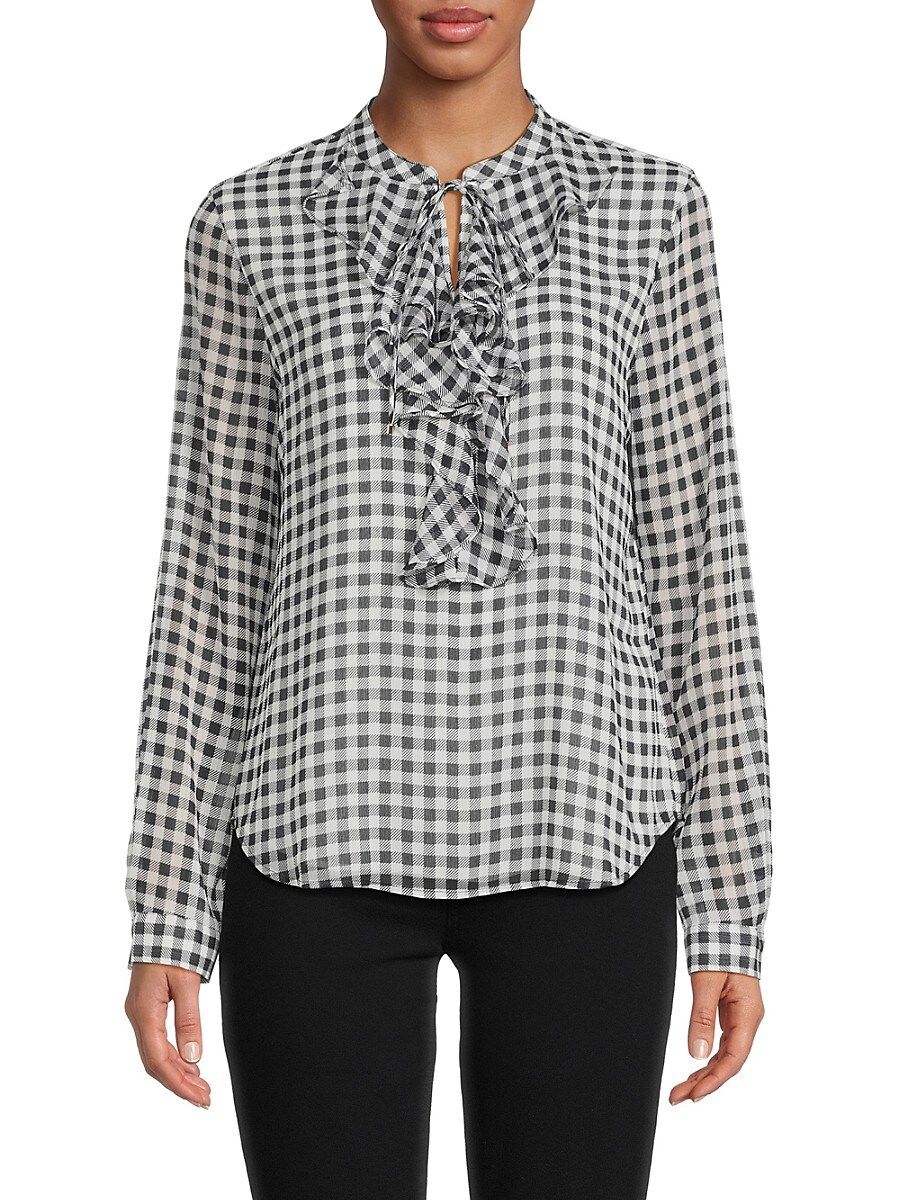 Tommy Hilfiger Women's Gingham Ruffle Blouse - Midnight Ivory - Size M | Saks Fifth Avenue OFF 5TH