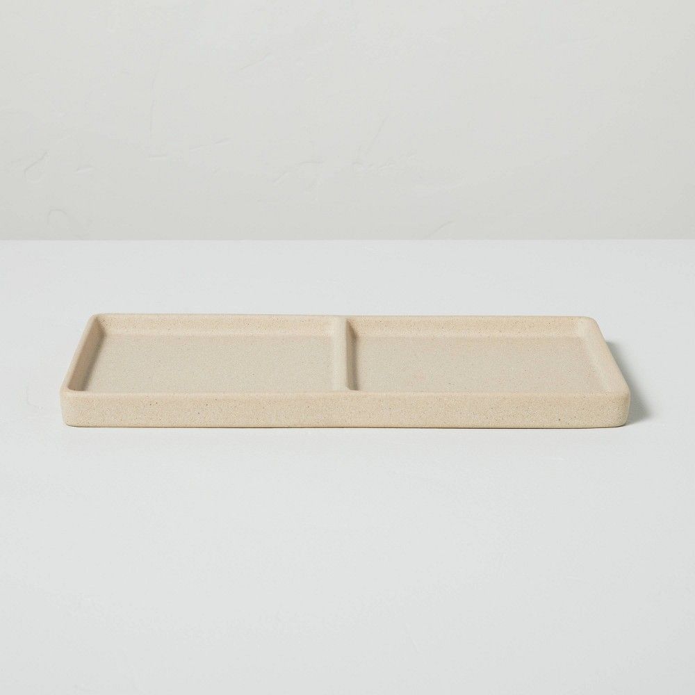 Textured Ceramic Divided Organizer Tray Natural - Hearth & Hand with Magnolia | Target