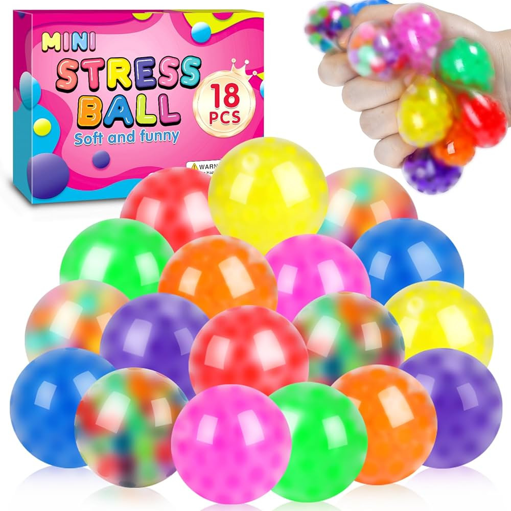 18 Pack Squishy Ball, Stress Balls Bulk for Adults, Mini Stress Balls, Anti-Anxiety and Fidget Ba... | Amazon (US)