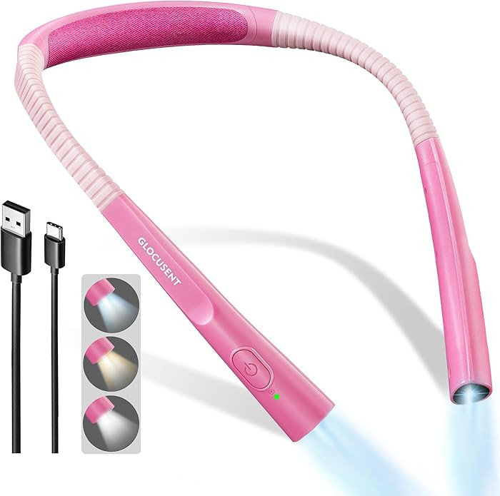 Glocusent LED Neck Reading Light Book Light, 3 Colors 3 Brightness Adjustable, Rechargeable Long ... | Amazon (US)