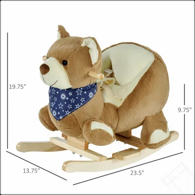 Qaba Baby Rocking Horse With Lullaby, Riding Horse, Bear Themed Animal Rocker With Pedals For Ages 18-36 Months | Wayfair North America