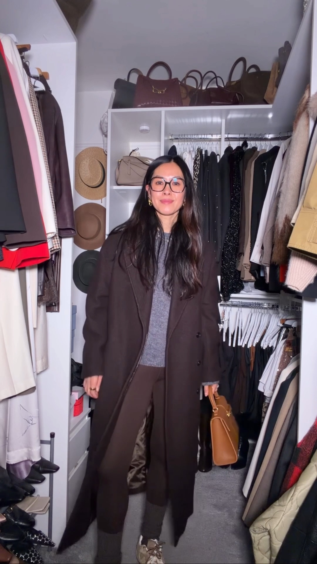 Weekend cool mum look 
Wearing brown Varley leggings
Oversized grey knit
New balance x Miu Miu trainers 
Amazon bag
Stories coat size medium 
Chanel prescription glasses 

#LTKstyletip #LTKwinter #LTKuk