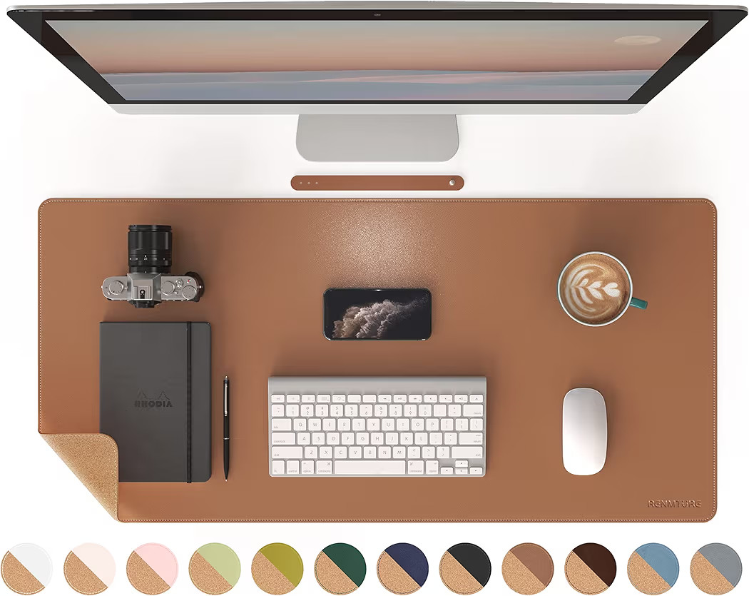RENMTURE Dual-Sided Desk Pad, Natural Cork & PU Leather Large Mouse mats for Office and Home Work... | Amazon (US)
