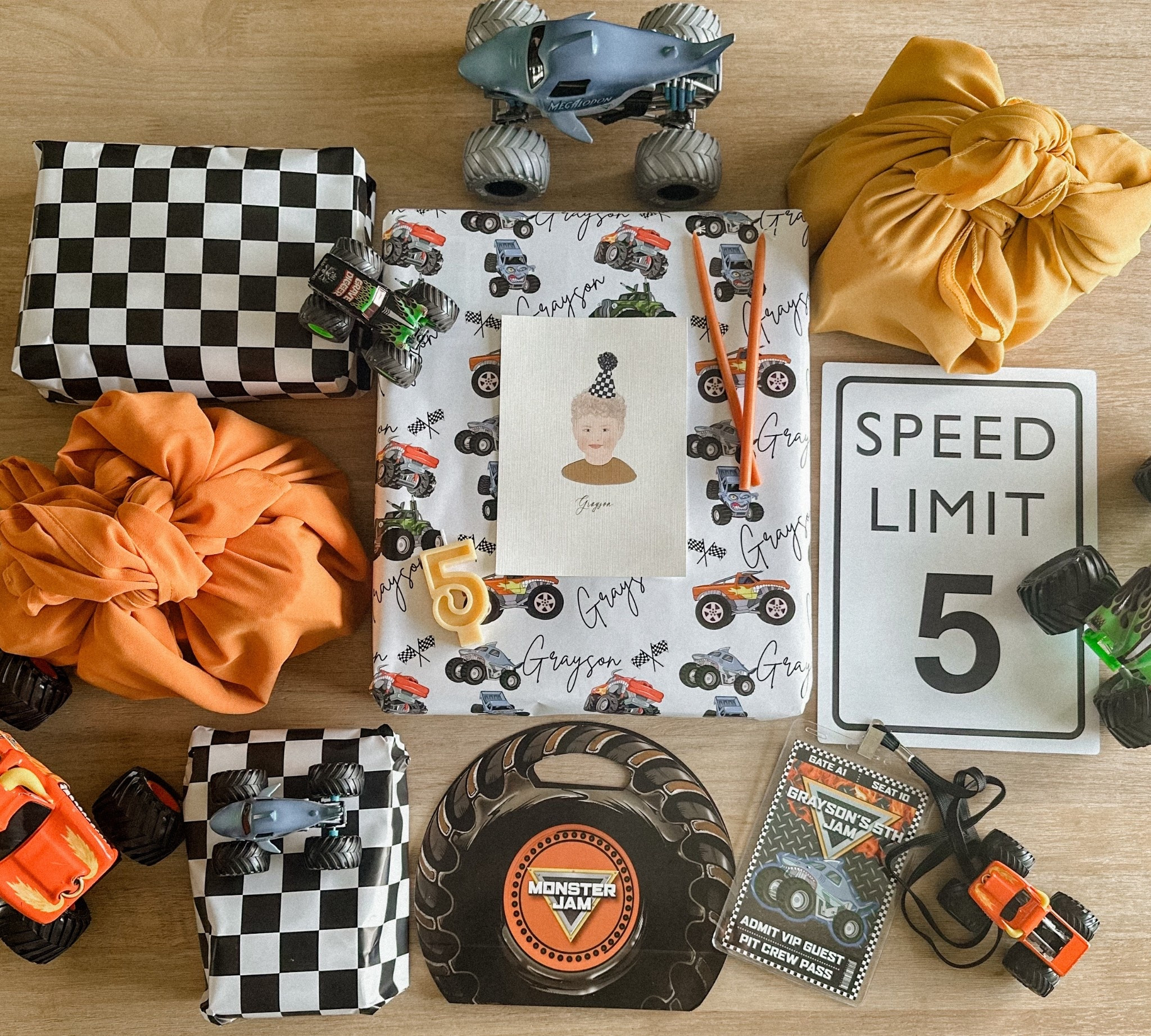 gift wrapping details for my son’s birthday (& some sneaks of pieces for his monster jam themed party🏁🏆🎟️) more details about small shops on my Instagram 

can’t believe he is five years old😭 we love a good theme and it’s going to be a good one! 

#LTKParties #LTKKids #LTKFamily