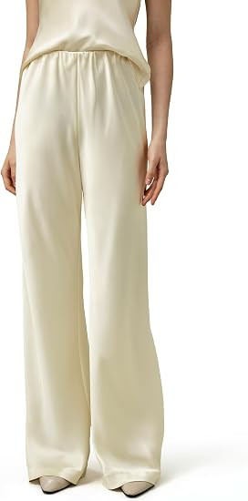 LilySilk Double-Faced Silk Charmeuse Pants for Women Dressy Oversized Wide Leg Full Length Draped... | Amazon (US)
