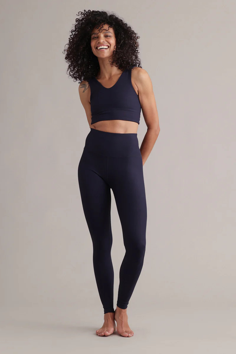 High-Waist Leggings Ribbed Baritone Blue | Hey Honey | Hey Honey Yoga DE