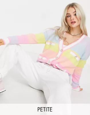 River Island Petite pastel stripe caridgan in multi | ASOS (Global)