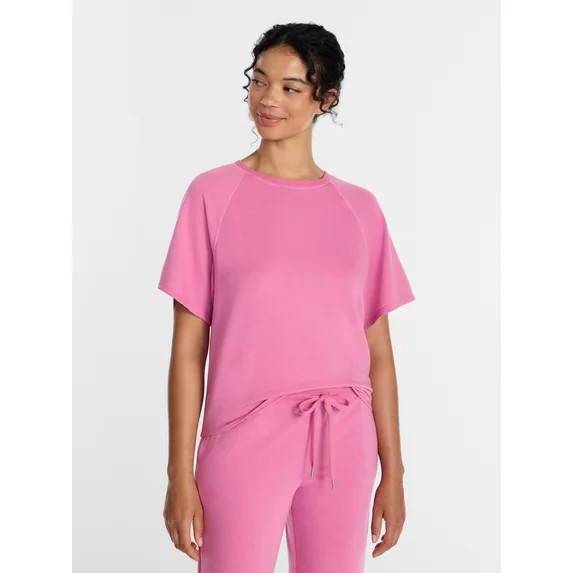 Joyspun Women's French Terry Knit Sleep Top with Short Sleeves, Sizes XS-3X | Walmart (US)