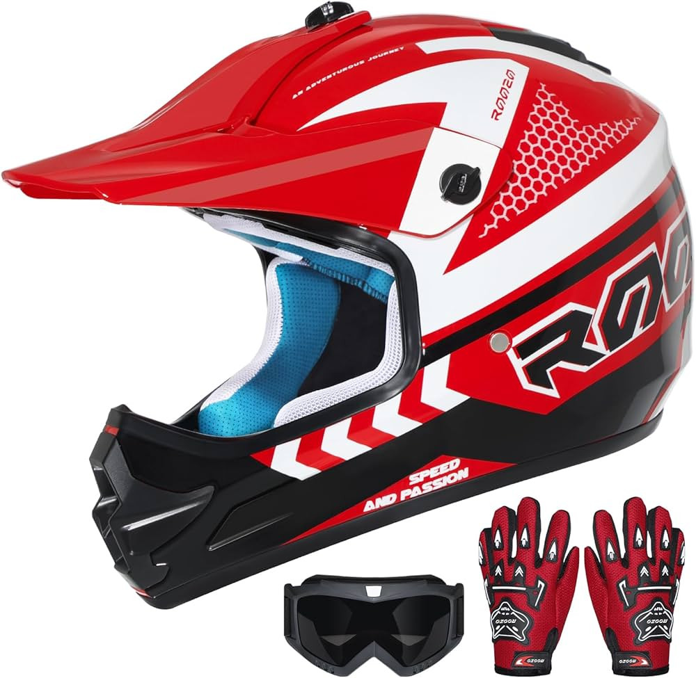 Youth Dirt Bike Helmet DOT Certified - Full Face Motorcycle Helmet for Off-Road, ATV, Street Ridi... | Amazon (US)