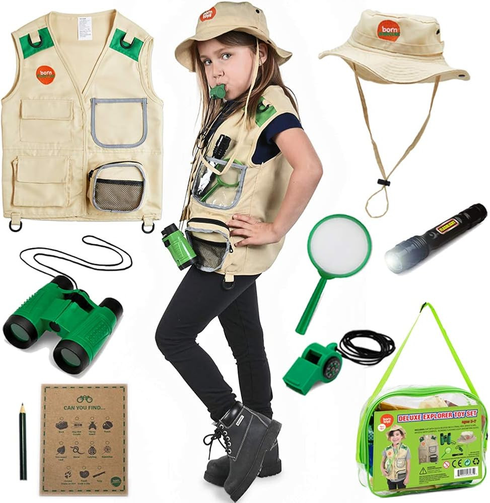 Born Toys Outdoor Explorer Kit for boys and girls with WASHABLE Premium Safari Vest and adventure... | Amazon (US)