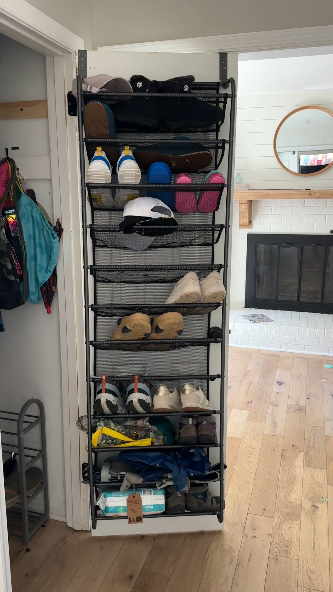 This “over the door” hanging shoe storage is sooo incredibly helpful with my family of 6. We have so many shoes, and this organizer helps provide a “home” for them (because it drives me a little coo coo when they’re piled on the floor!)

It’s $36.28 at Home Depot and fits all standard doors, but even fits my smaller door!

#LTKFindsUnder50 #LTKHome #LTKFamily