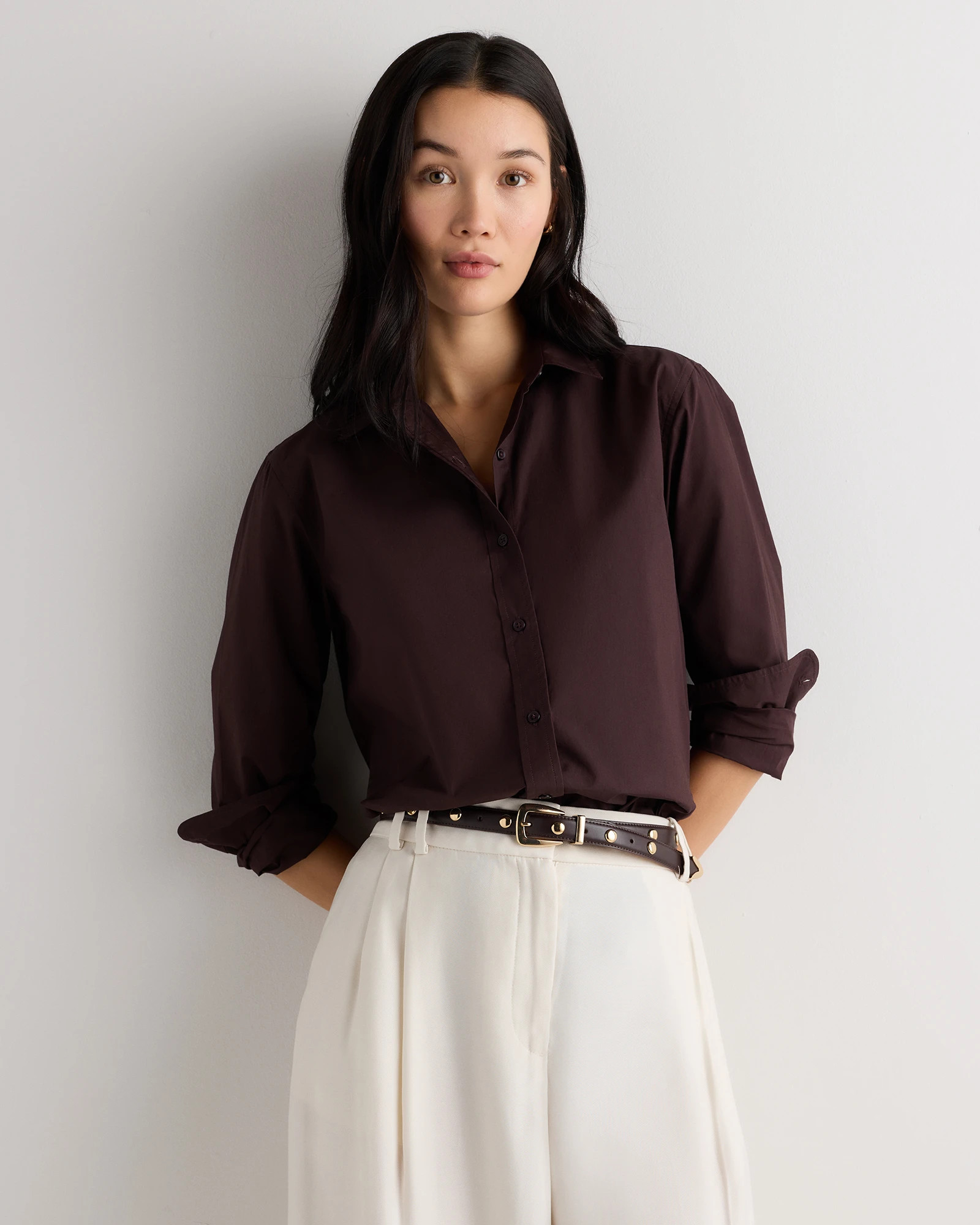 Quince | Women's Poplin Long Sleeve Shirt in White, Size Large, Organic Cotton | Quince