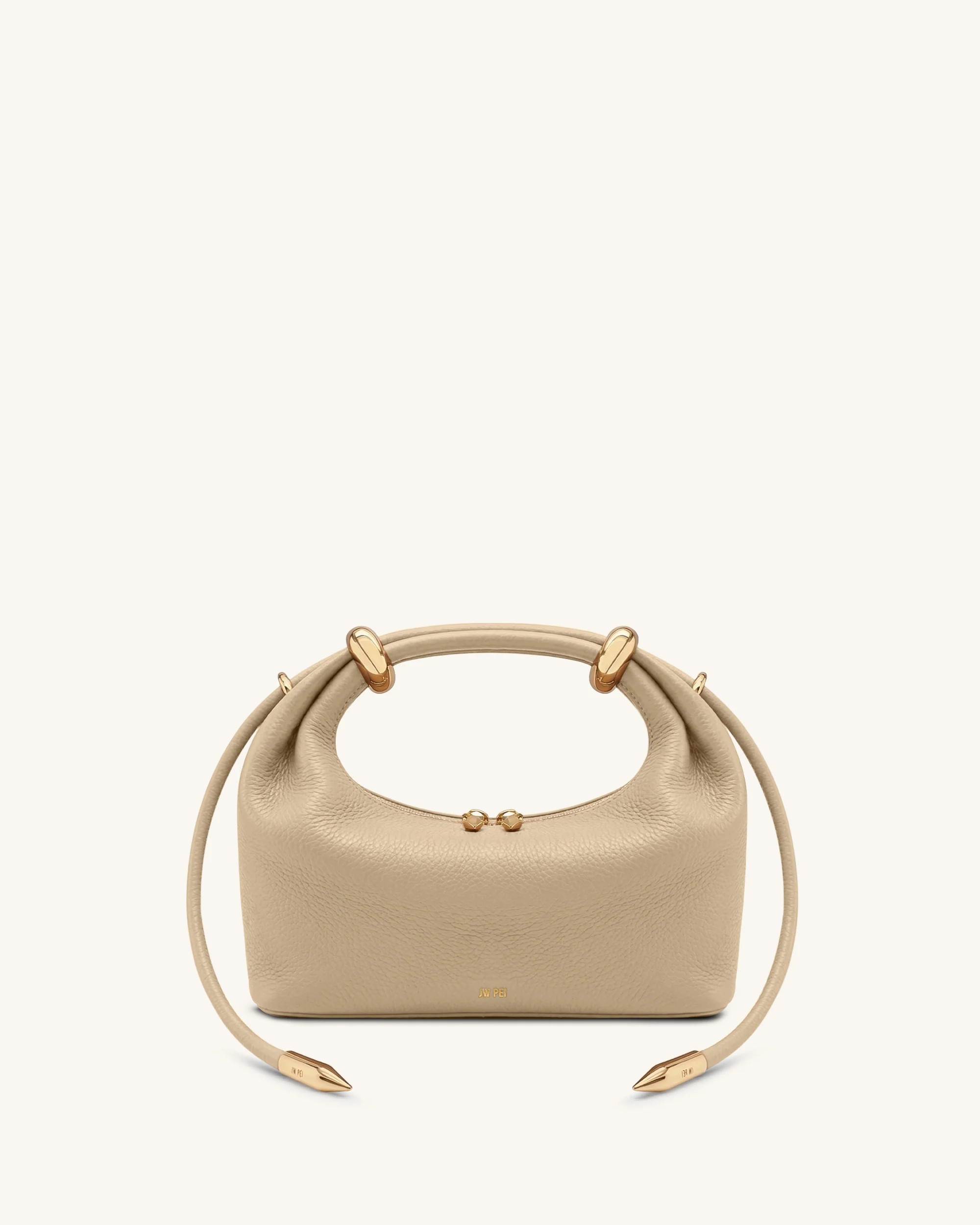 Ellie Metal Ring Embellished Top Handle Bag - Beige | JW PEI US