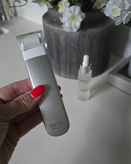 Stacked skin care at home microneedling tool for improving collagen, elastin, firmness and reducing dark spots and fine lines and wrinkles. Skincare, at home beauty tool, stacked skincare, microneedling tool, skincare over 40, at home beauty tool

#LTKBeauty #LTKOver40 #LTKFindsUnder100
